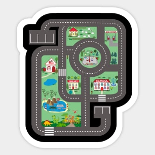 Cool Play Mat Race Car Track On Dad Shirt with Dinosaurs Sticker